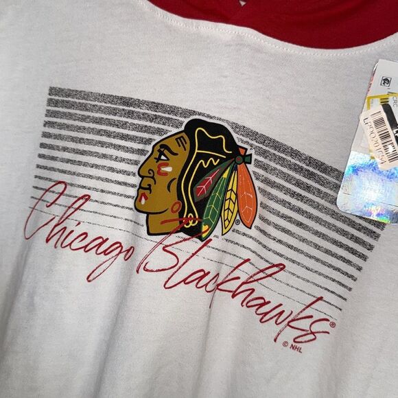 Womens Chicago Blackhawks lightweight 100% cotton Hoodie long sleeves top S NWT - Picture 7 of 13
